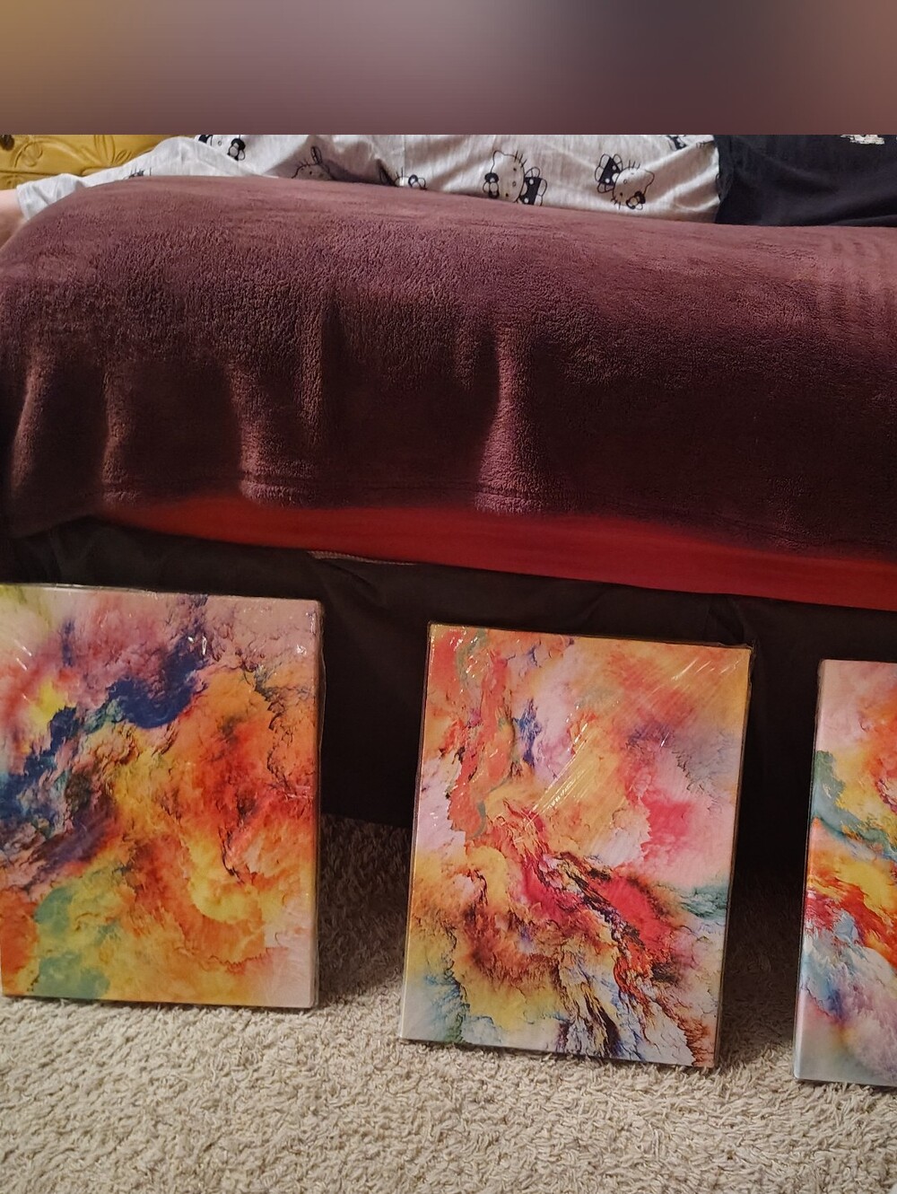 Abstract Multicolor Home Art Canvas Set - Vibrant Red, Orange & Blue